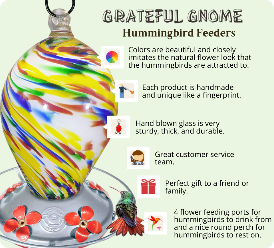 Bubblegum Swirl Hummingbird Feeder Grateful Gnome