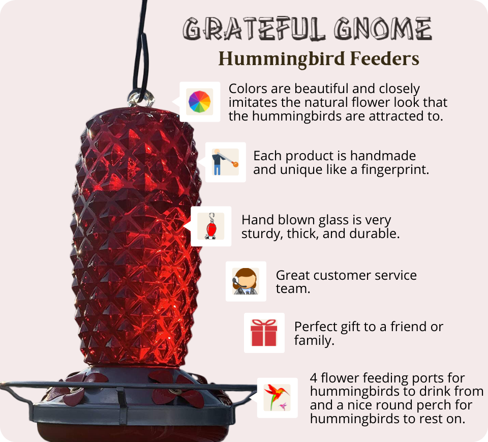 Renaissance Ruby Hummingbird Feeder Grateful Gnome