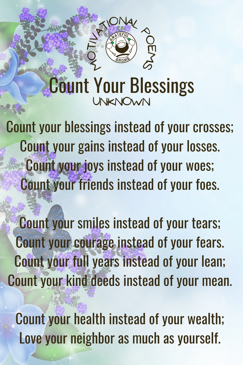 Motivational Poems - Count Your Blessings – Grateful Gnome