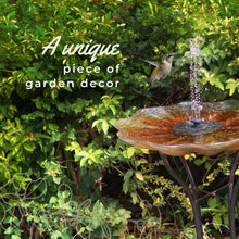 Load image into Gallery viewer, Hand Painted Glass Bird Bath - Golden Flower Bird Bath with Stand and Solar Fountain