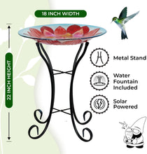 Load image into Gallery viewer, Hand Painted Glass Bird Bath - Red Lotus