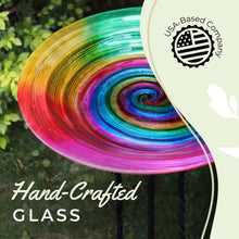 Load image into Gallery viewer, Hand Painted Glass Bird Bath - Rainbow Lollipop