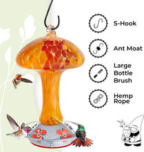Load image into Gallery viewer, Red and Orange Mushroom Hummingbird Feeders - 32 Fluid Ounces