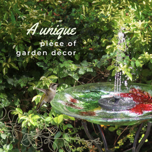 Red Ruby Flower Bird Bath with Stand and Solar Fountain