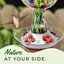 Load image into Gallery viewer, Red Speckled Mushroom - Hand Blow Glass Hummingbird Feeders - 26 Fluid Ounces