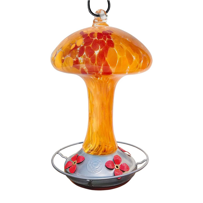 Red and Orange Mushroom Hummingbird Feeders - 32 Fluid Ounces