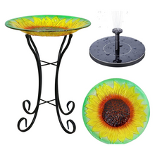Load image into Gallery viewer, Hand Painted Glass Bird Bath - Sunflower
