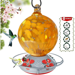 Orange Globe With Yellow Flowers Hummingbird Feeder - 24 Fluid Ounces