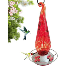Load image into Gallery viewer, Fire Flame Flower - Hand Blown Glass Hummingbird Feeders - 26 Fluid Ounces Lawn &amp; Patio Grateful Gnome