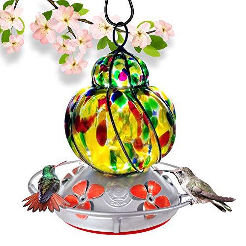 Caged Wild Flower Hummingbird Feeder - Hand Blown Glass - 16 Fluid Ounces Hummingbird Feeders Grateful Gnome 