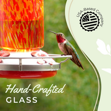Load image into Gallery viewer, Fiery Bell Tower - Hand Blown Glass Hummingbird Feeders - 20 Fluid Ounces Lawn &amp; Patio Grateful Gnome