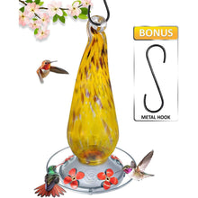 Load image into Gallery viewer, Grateful Gnome - Hummingbird Feeder - Hand Blown Glass - Tall Yellow Daisies - 16 Fluid Ounces Hummingbird Feeders Grateful Gnome 