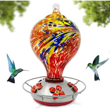 Load image into Gallery viewer, Hand Blown Glass Hummingbird Feeder - Large Egg Style - 36 Fluid Ounces - Red Lawn &amp; Patio Grateful Gnome 