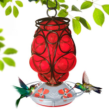 Load image into Gallery viewer, Moroccan Lantern Hummingbird Feeder - Hand Blown Glass - 28 Fluid Ounces Hummingbird Feeders Grateful Gnome 