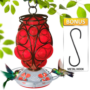 Moroccan Lantern Hummingbird Feeder - Hand Blown Glass - 28 Fluid Ounces Hummingbird Feeders Grateful Gnome 