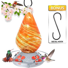 Load image into Gallery viewer, Orange Twist Hummingbird Feeder - Hand Blown Glass - 24 Fluid Ounces Hummingbird Feeders Grateful Gnome 