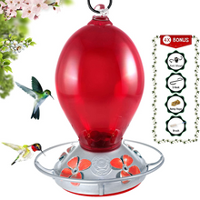 Load image into Gallery viewer, Red Egg Hummingbird Feeder - Hand Blown Glass - 28 Fluid Ounces Hummingbird Feeders Grateful Gnome