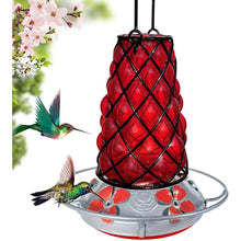Load image into Gallery viewer, Red SpiderBird Lantern - Hummingbird Feeder - Hand Blown Glass - 28 floz Hummingbird Feeders Grateful Gnome 