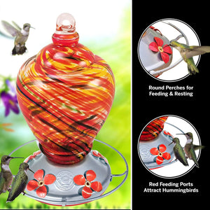 Red Tornado Hummingbird Feeder - 30 Fluid Ounce Lawn & Patio Grateful Gnome 