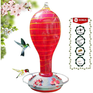 Red Tower with Yellow Spiral Hummingbird Feeder - 30 Fluid Ounces Lawn & Patio Grateful Gnome 