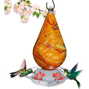 Red Twist - Hummingbird Feeder - Hand Blown Glass - Free Accessory Pack Hummingbird Feeders Grateful Gnome 